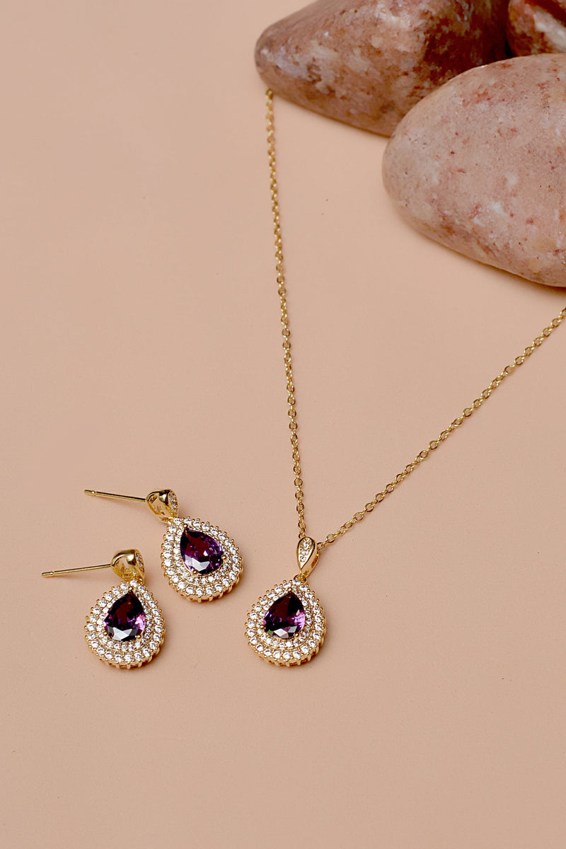 Daily Wear Purple Locket Set