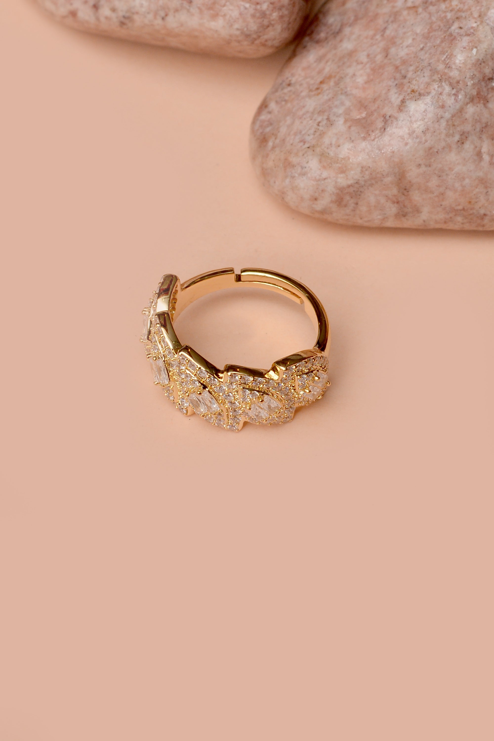Adjustable Size Party Wear Golden Ring