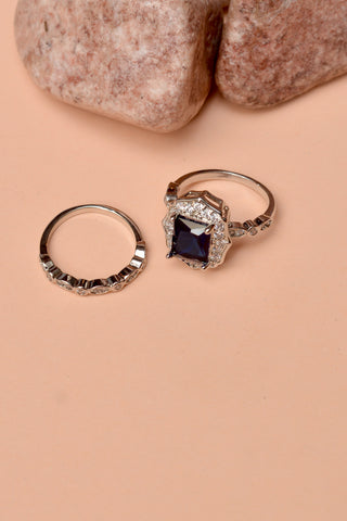 Size 6 Party Wear Blue Ring