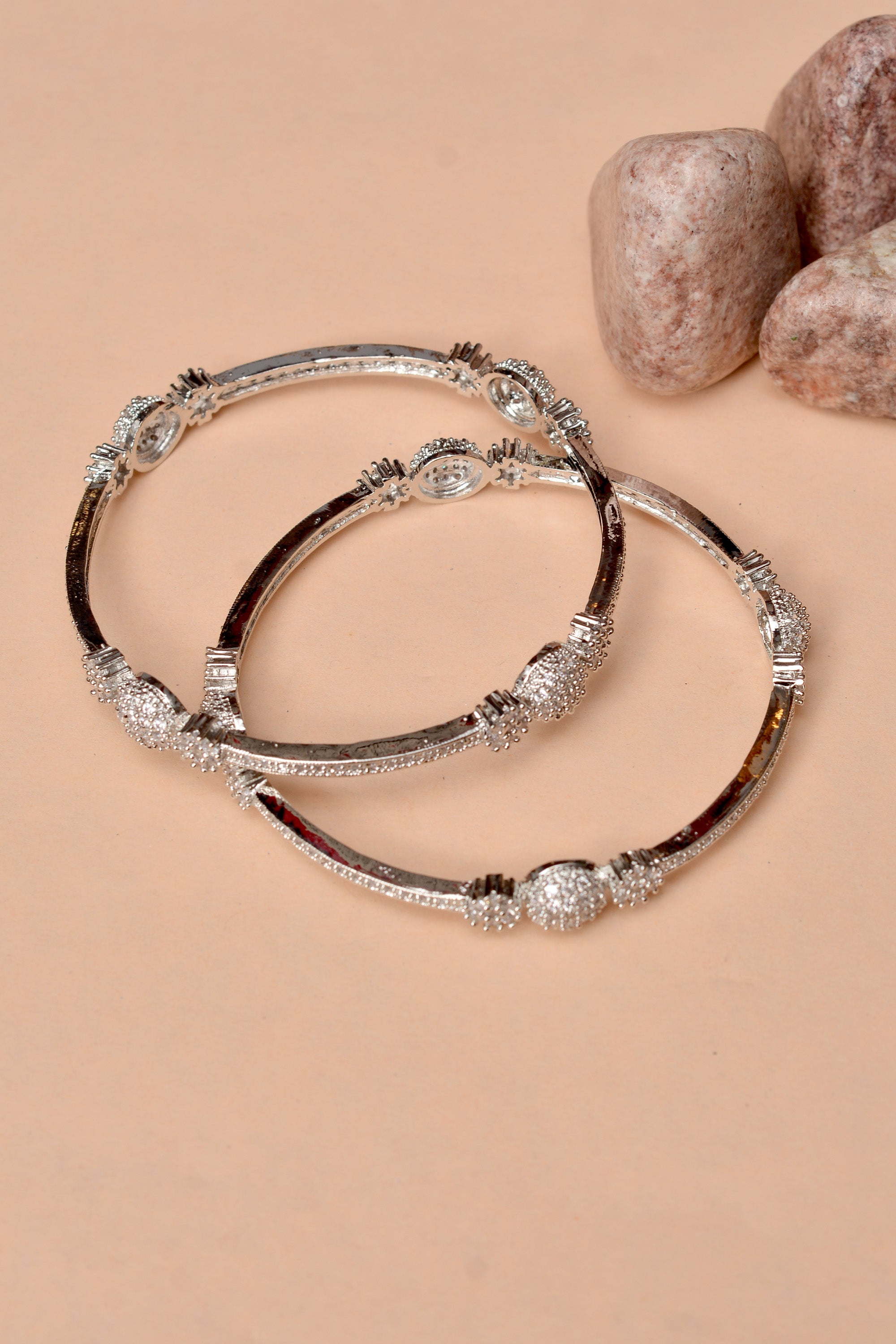 Party Wear Silver Bangles