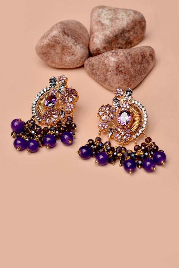 Party Wear Purple Earrings