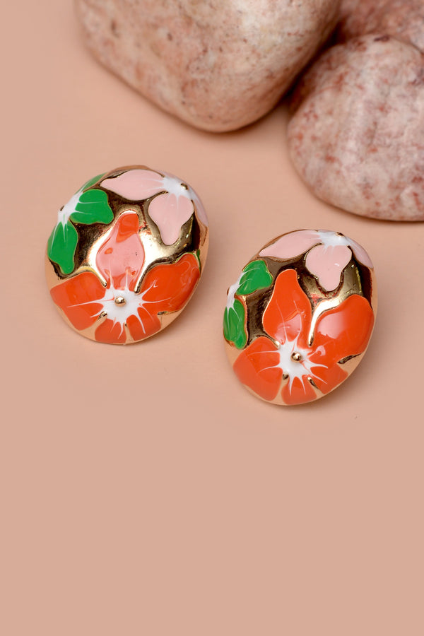 Party Wear Orange Earrings