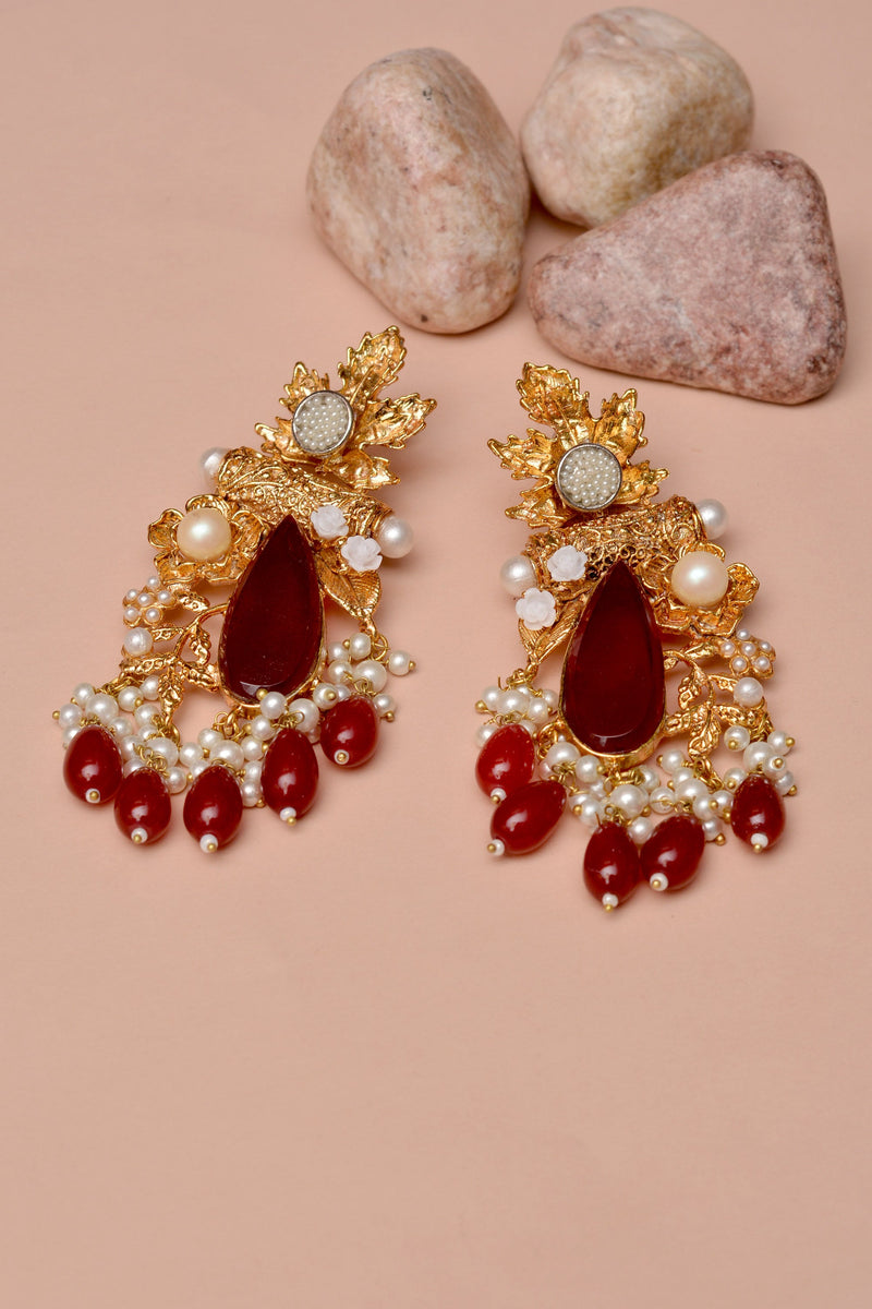 Party Wear Red Earrings