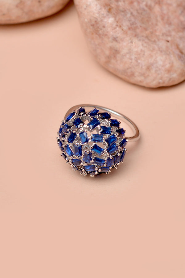 Size 7 Party Wear Blue Ring