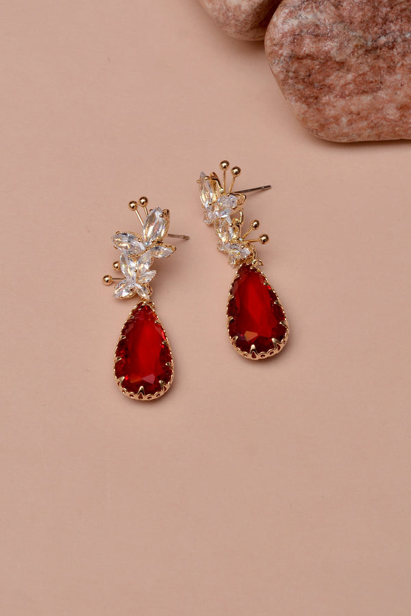 Daily Wear Red Golden Earrings