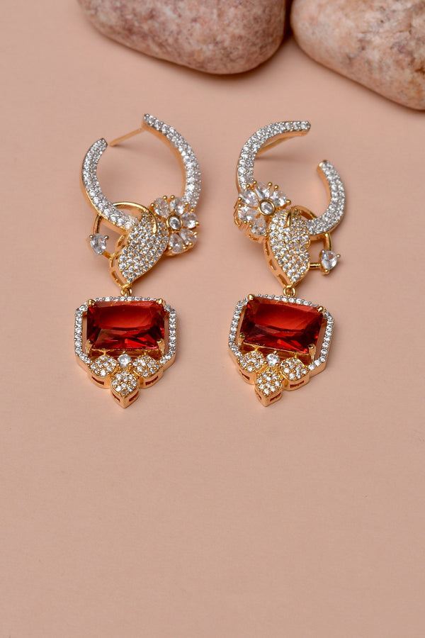 Party Wear Red Earrings