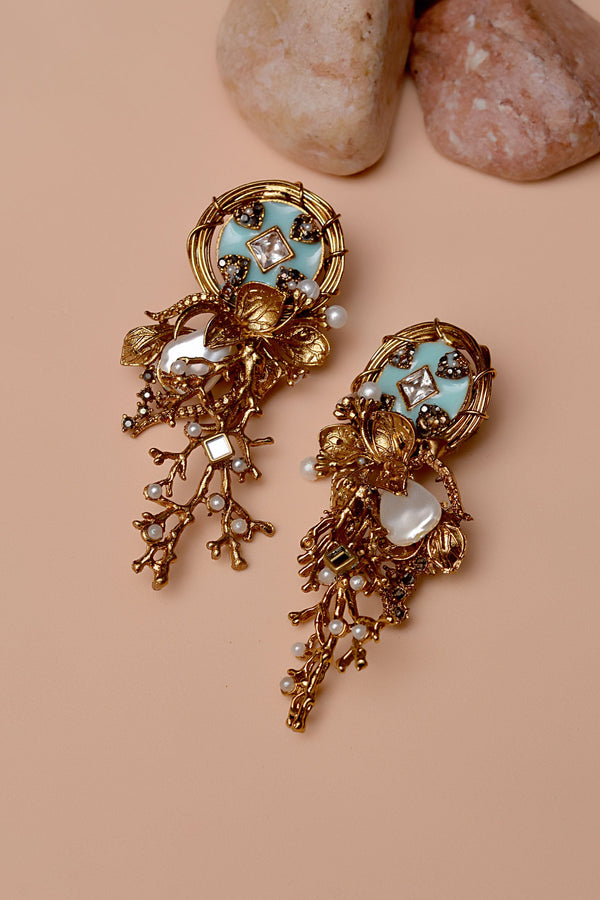 Party Wear Blue Earrings