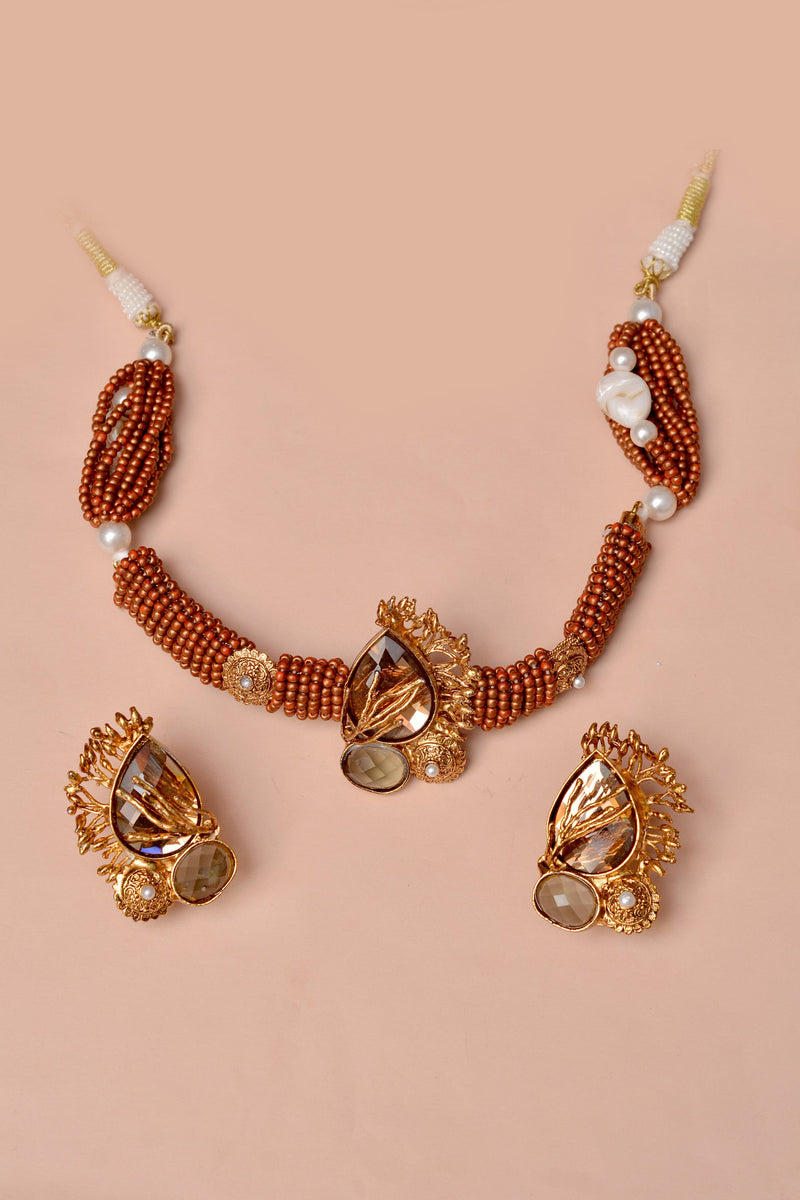 Party Wear Brown Choker Necklace