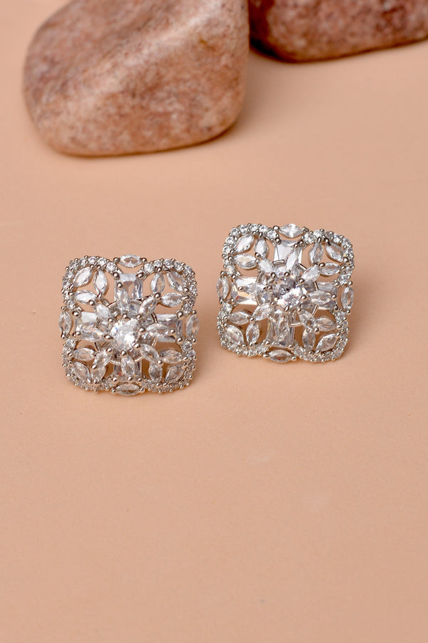 Party Wear Silver Ear Studs