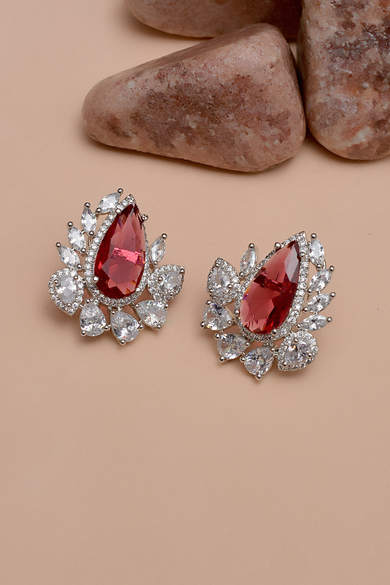 Party Wear Red Earrings