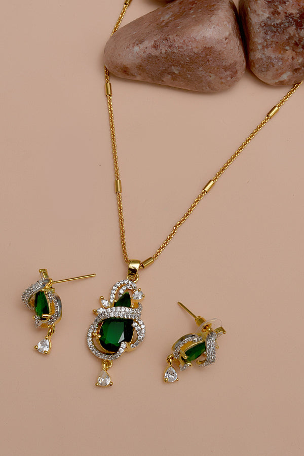 Party Wear Green Locket Set