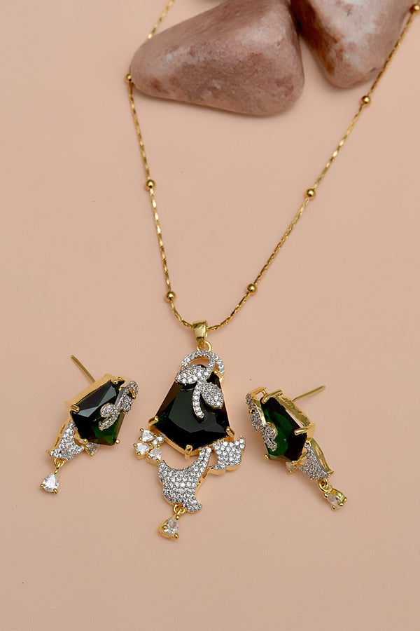 Party Wear Green Locket Set