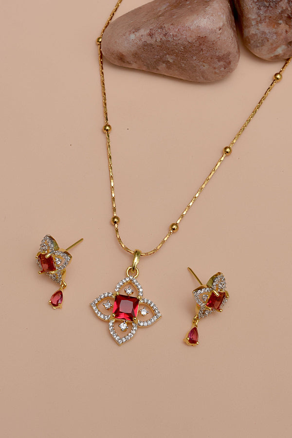 Party Wear Red Locket Set