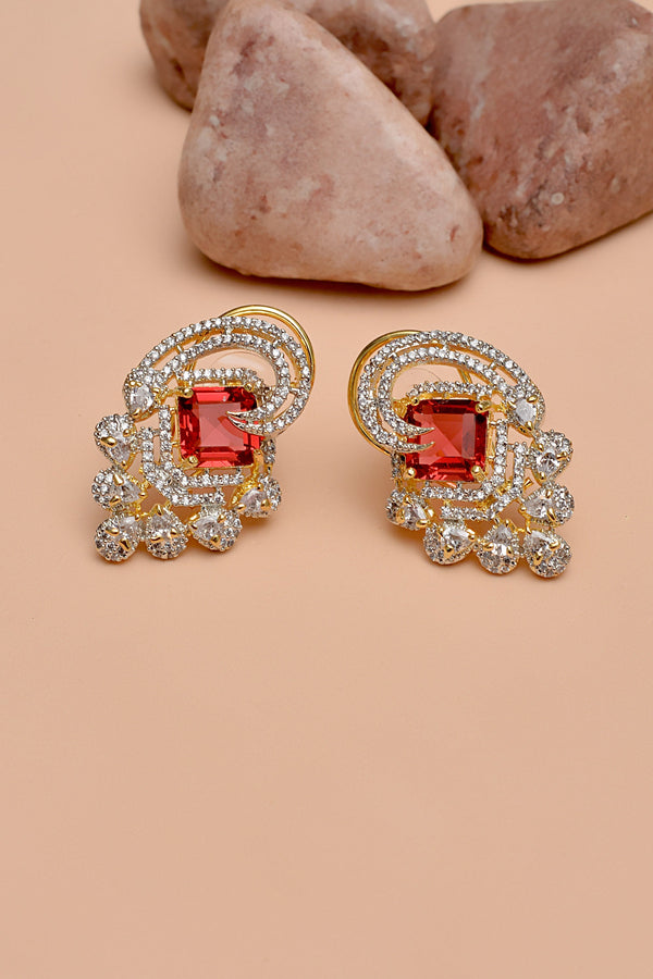 Party Wear Red Earrings