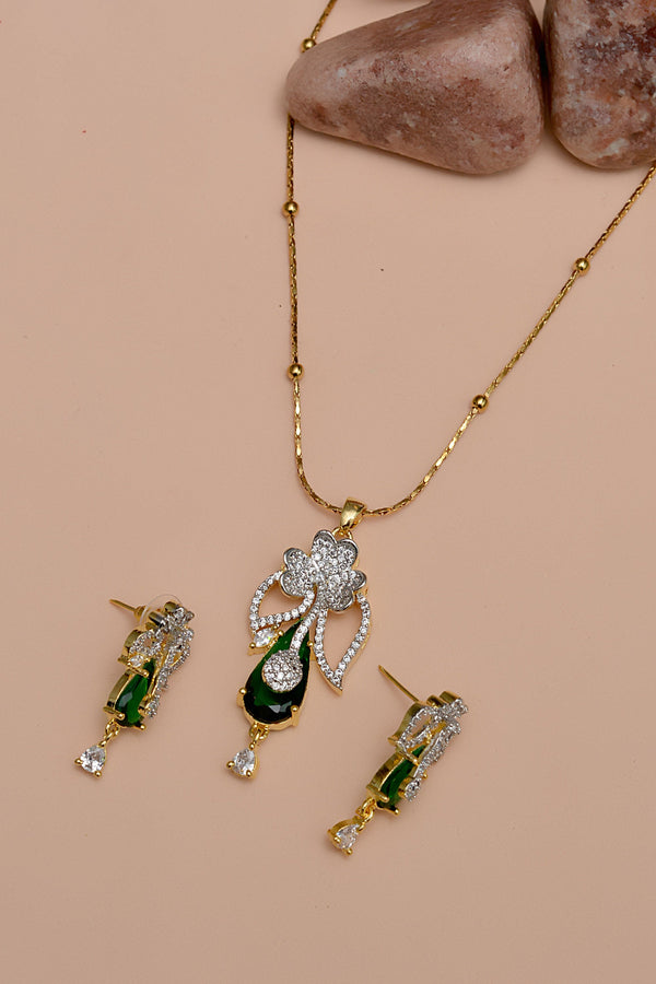 Party Wear Green Locket Set