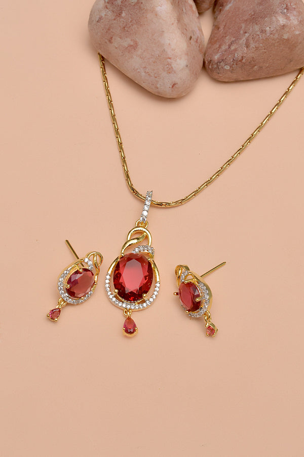 Party Wear Red Locket Set