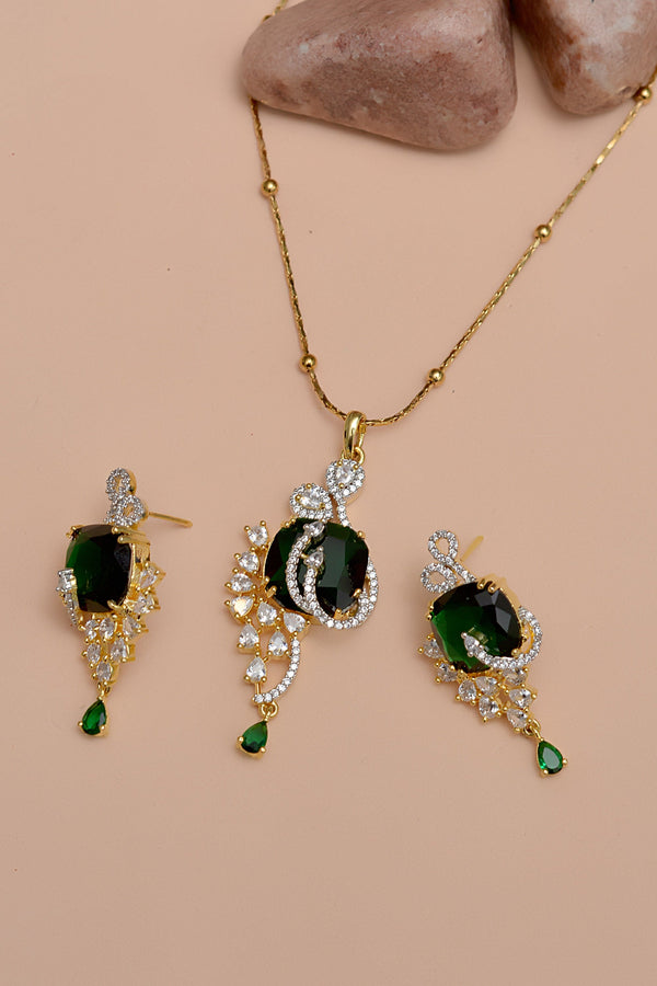 Party Wear Green Locket Set