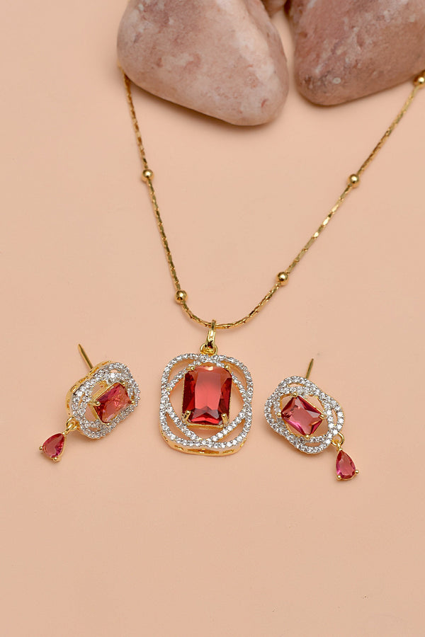 Party Wear Red Locket Set