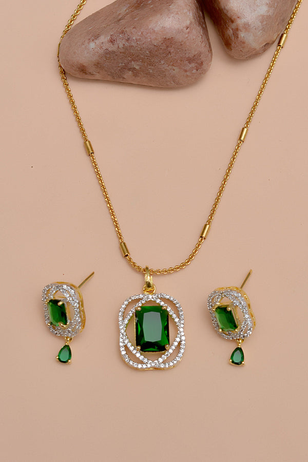 Party Wear Green Locket Set