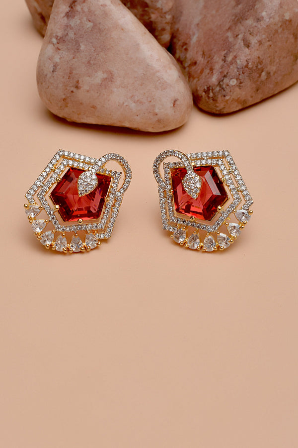 Party Wear Red Earrings