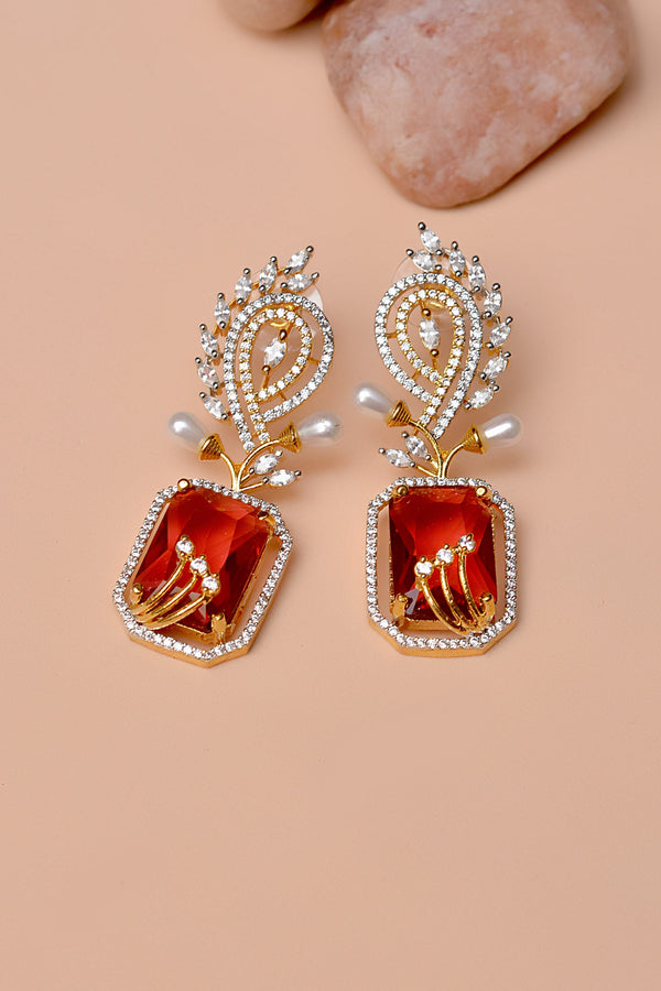 Party Wear Red Earrings
