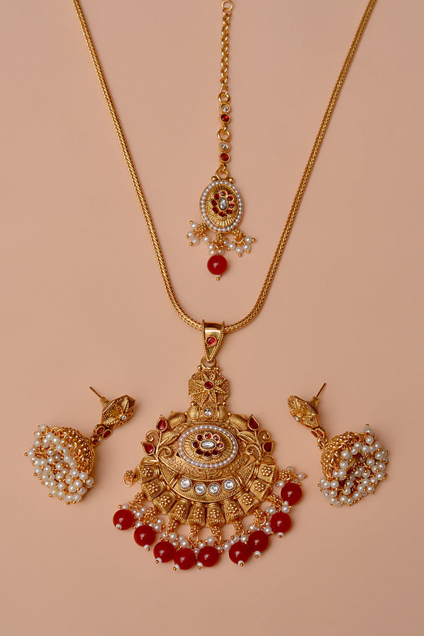 Party Wear Red Maala Necklace