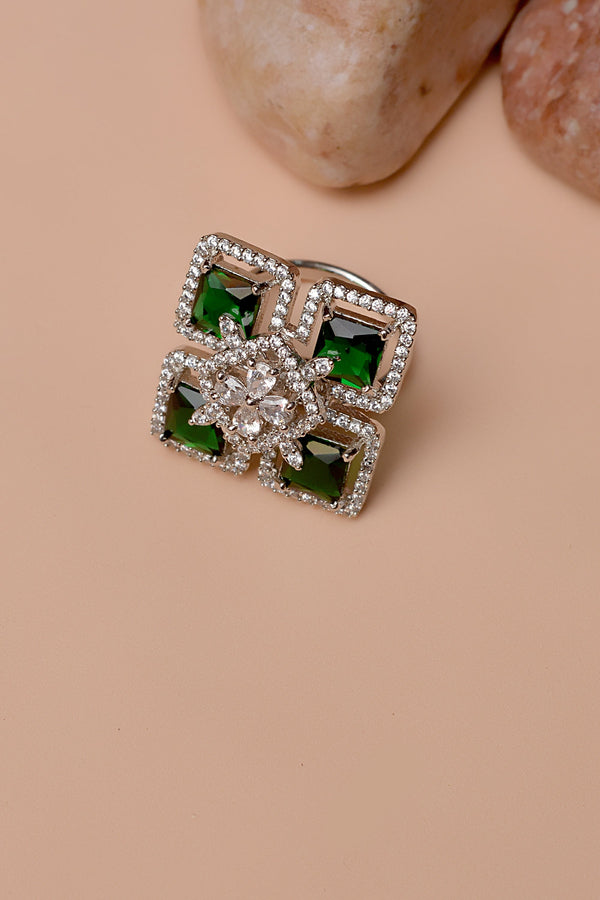 Size 0 Party Wear Green Ring