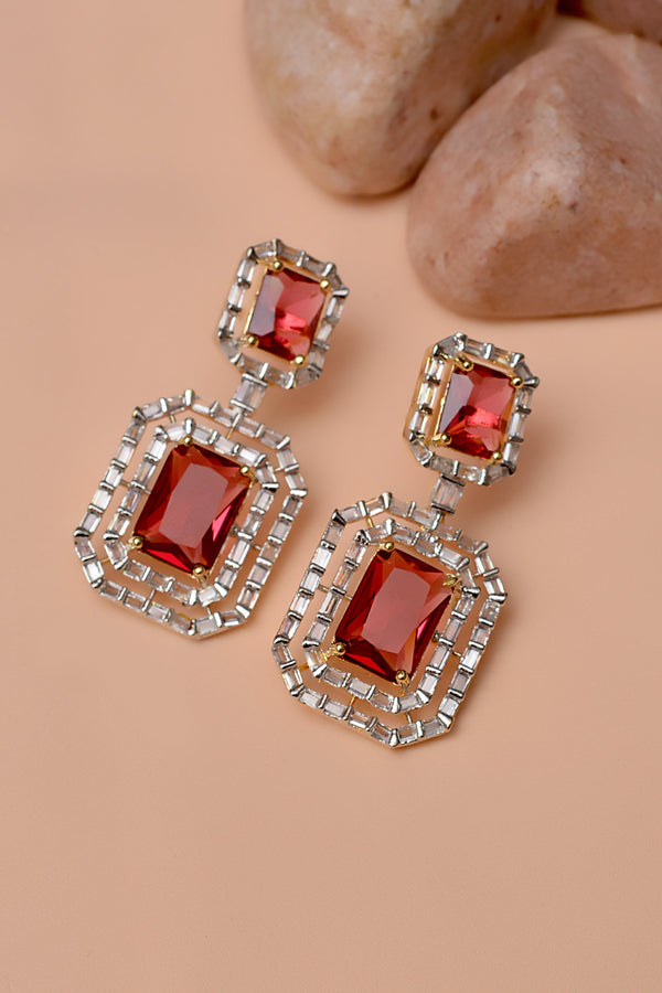 Party Wear Red Earrings