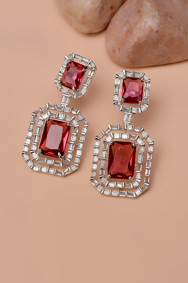 Party Wear Red Earrings