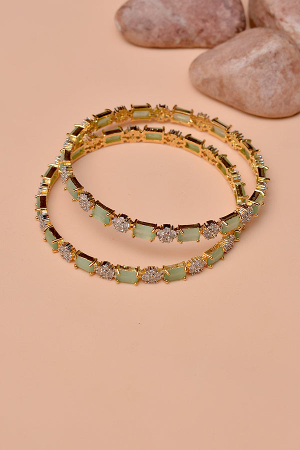 Size 2-6 Party Wear Green Bangles