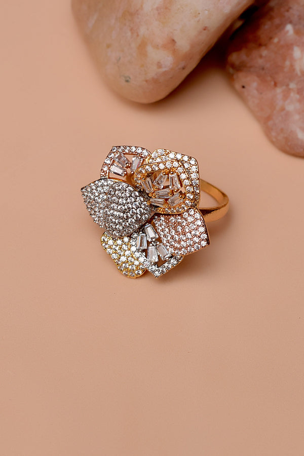 Size 8 Party Wear Dual Tone Ring