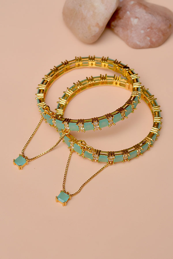 Size 2-0 Party Wear Green Karra Bangle