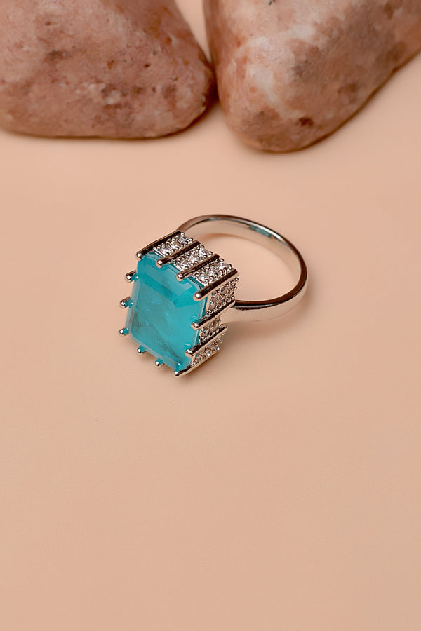 Size 8 Party Wear Blue Ring