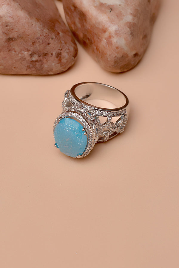 Size 8 Party Wear Blue Ring