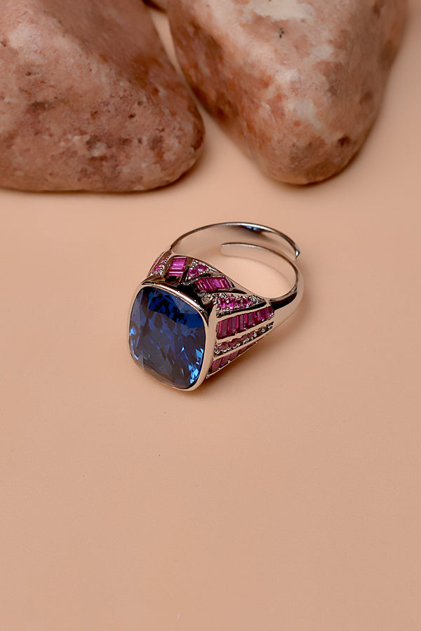 Size 0 Party Wear Blue Ring