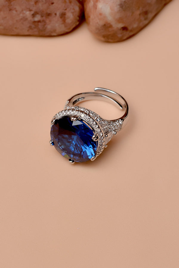 Size 0 Party Wear Blue Ring