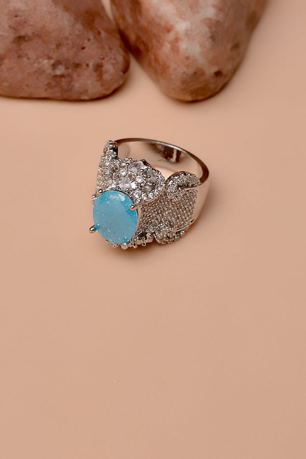 Size 0 Party Wear Blue Ring