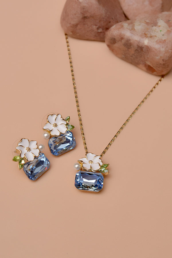Party Wear Blue Locket Set
