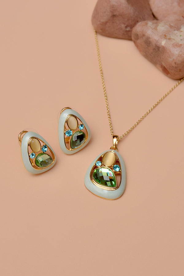 Party Wear Green Locket Set