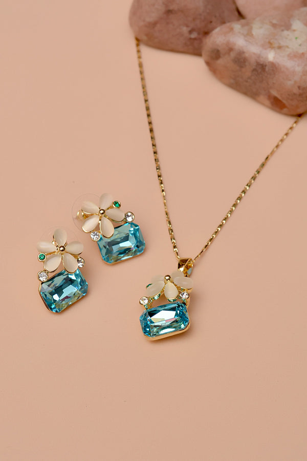 Party Wear Blue Locket Set