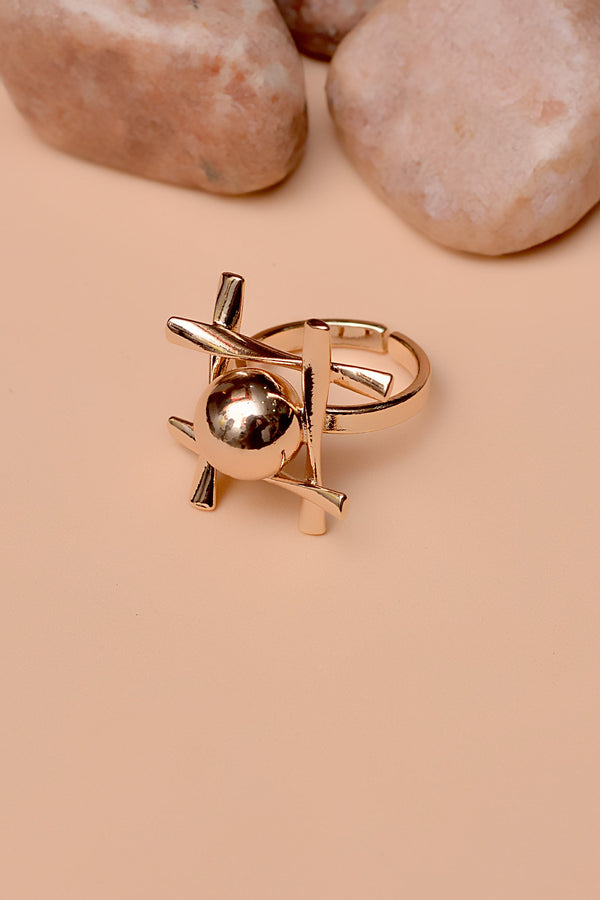 Size 0 Party Wear Golden Ring