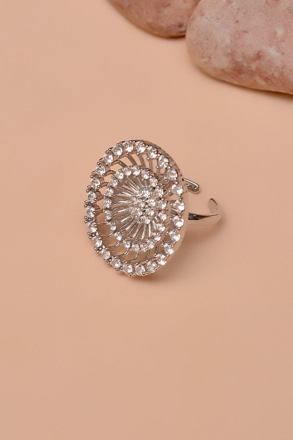 Size 0 Party Wear Silver Ring