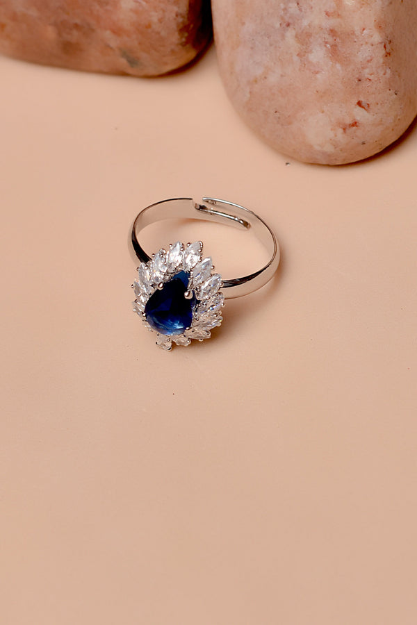 Size 0 Party Wear Blue Ring