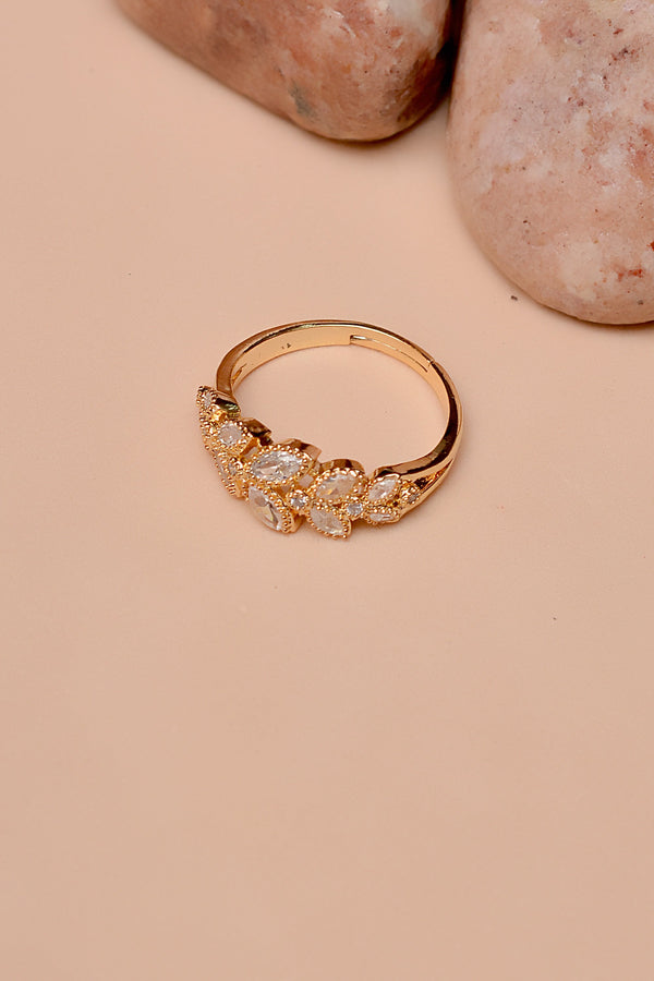 Size 0 Party Wear Golden Ring