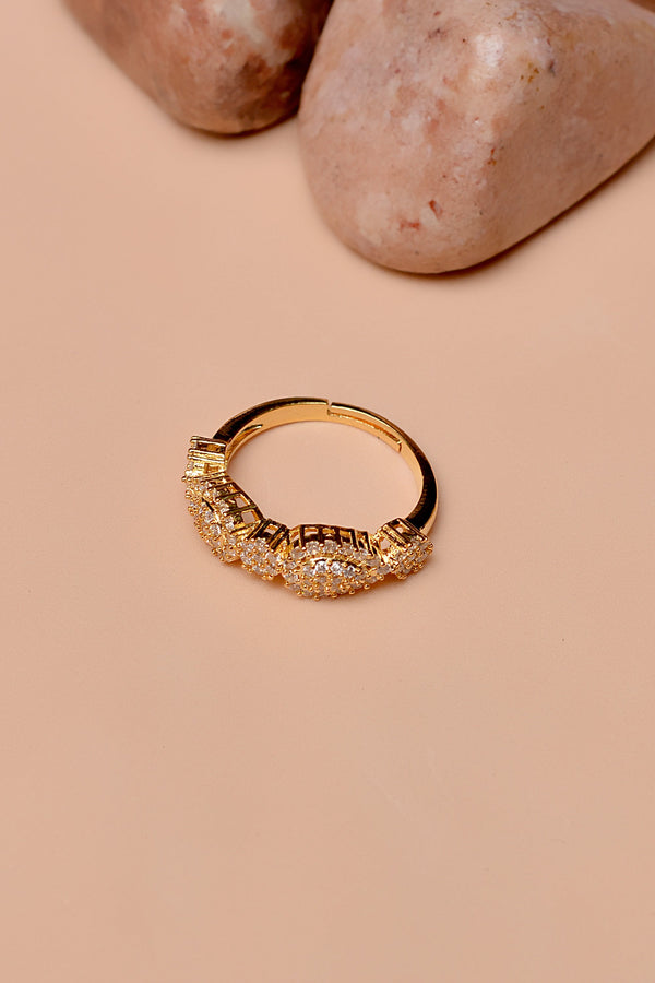 Size 0 Party Wear Golden Ring
