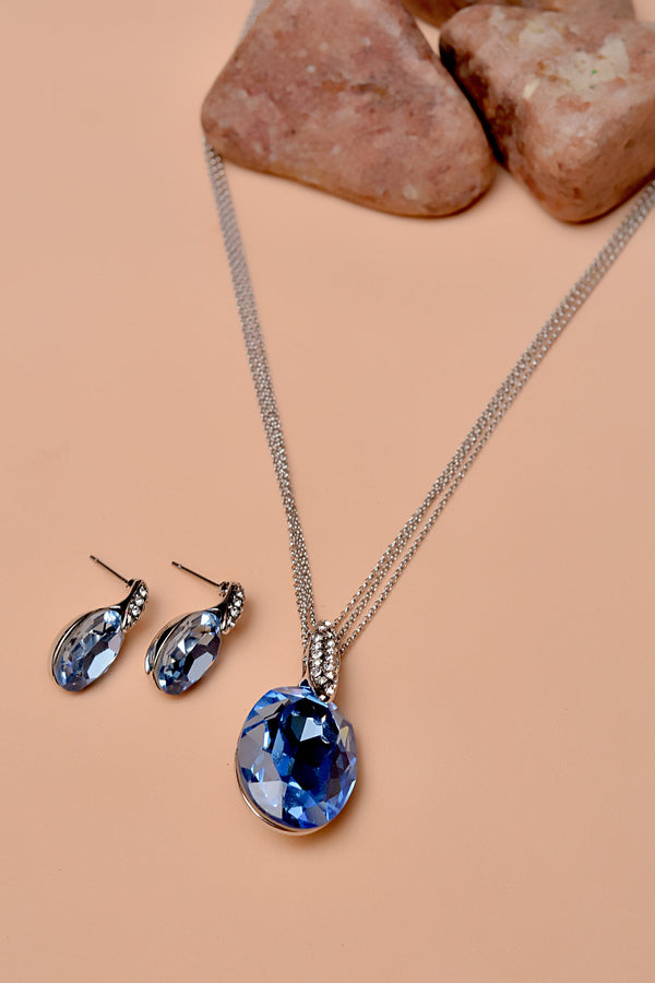 Party Wear Blue Locket Set