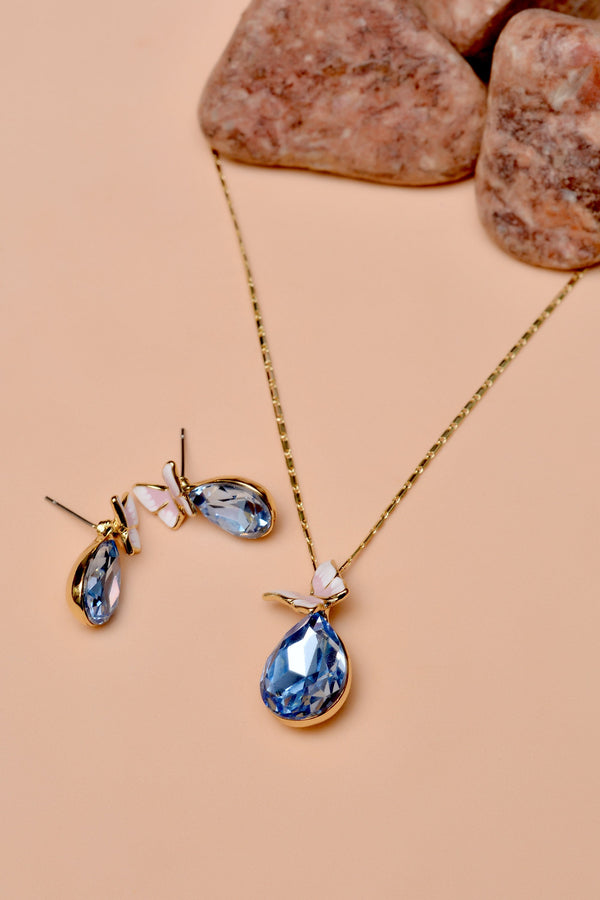 Party Wear Blue Locket Set