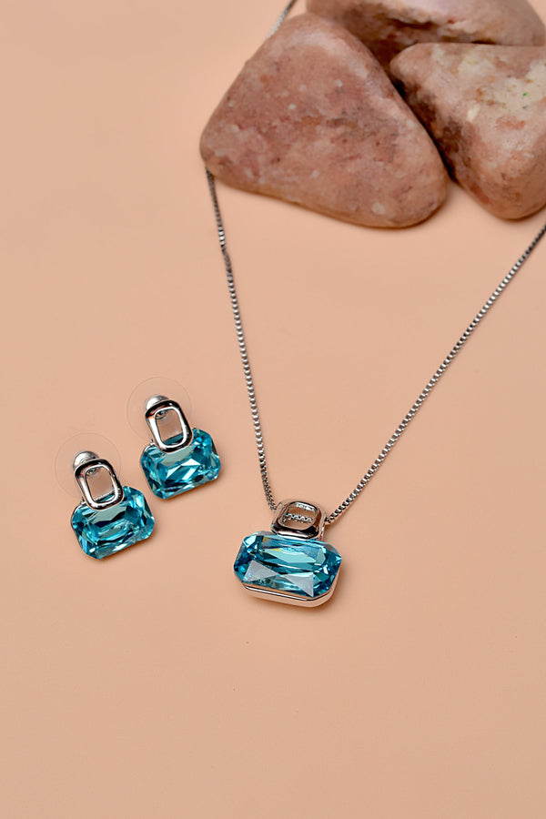 Party Wear Blue Locket Set