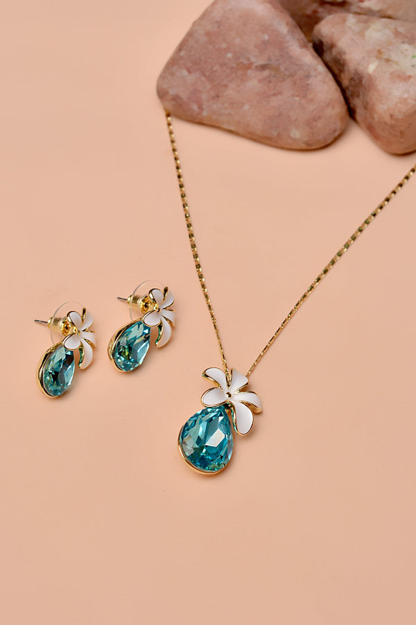 Party Wear Blue Locket Set
