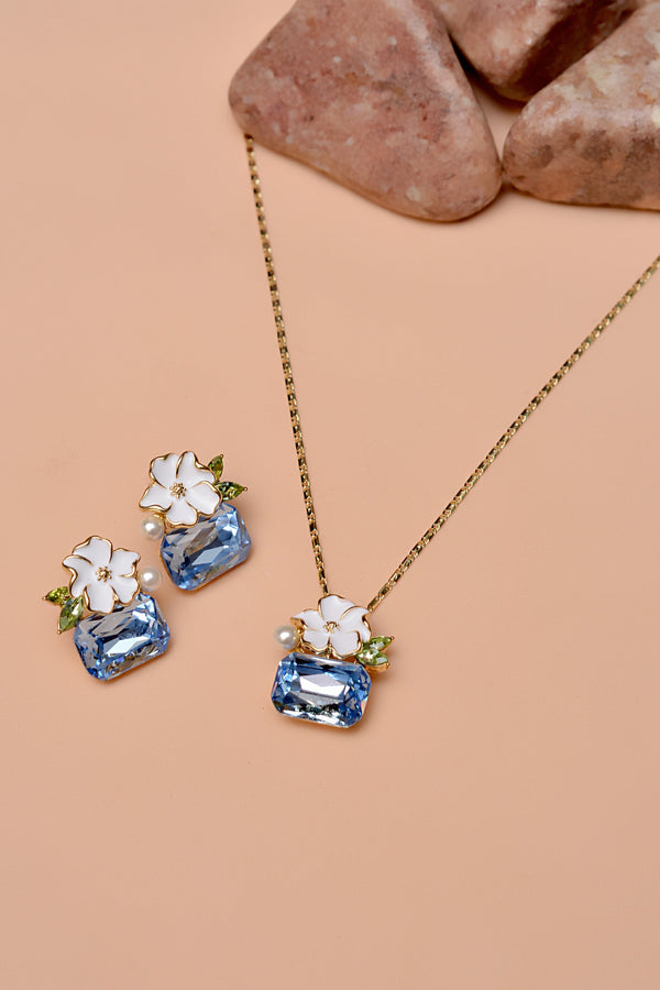 Party Wear Blue Locket Set